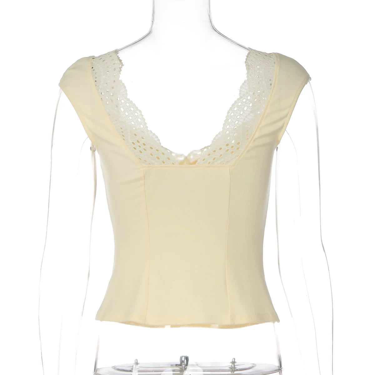 LaPose - Anaiya Lace Trim V-Neck Top