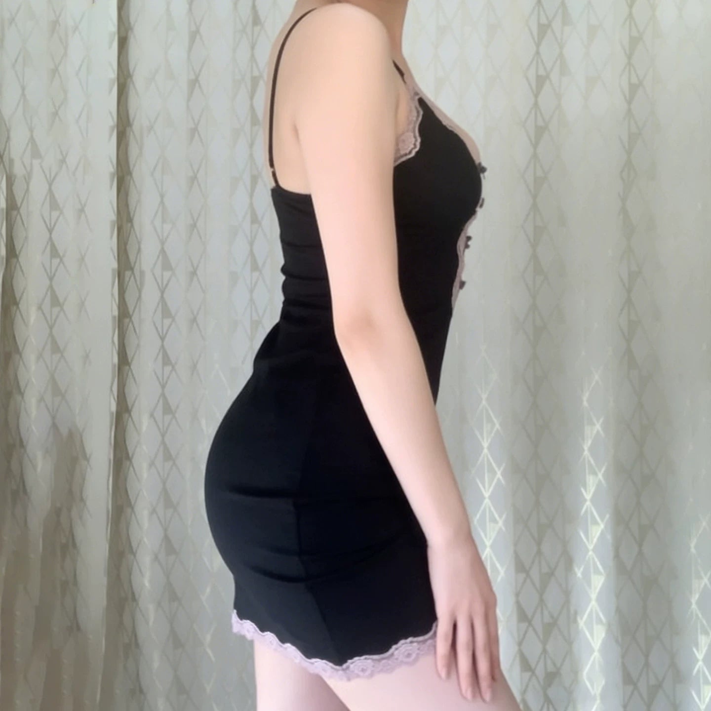 LaPose - Analeigha Lace Trim Mini Dress