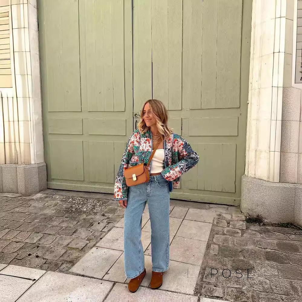 Analiese Printed V-Neck Jacket [CDOX6YOE]