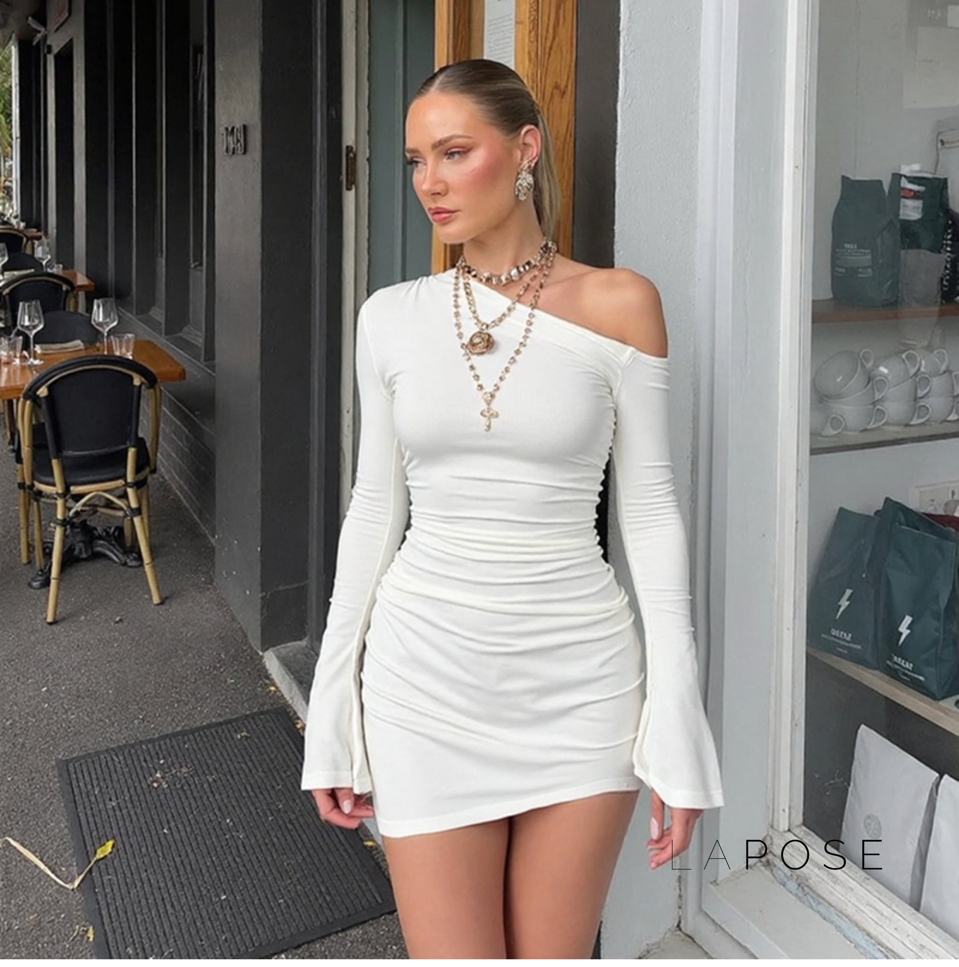Analisa Off Shoulder Pleated Dress [HAHKZQIS]