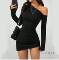 Analisa Off Shoulder Pleated Dress [YLEJ1FHC]