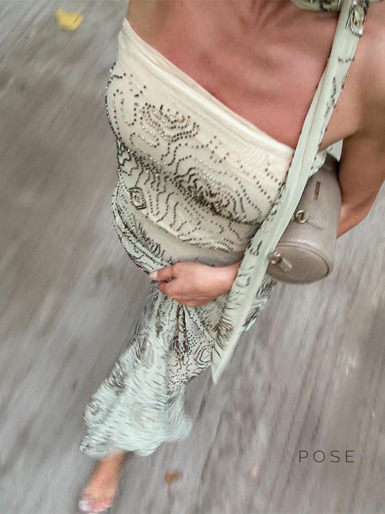 Analiz Beaded Mesh Skirt Set [IK725HIZ]