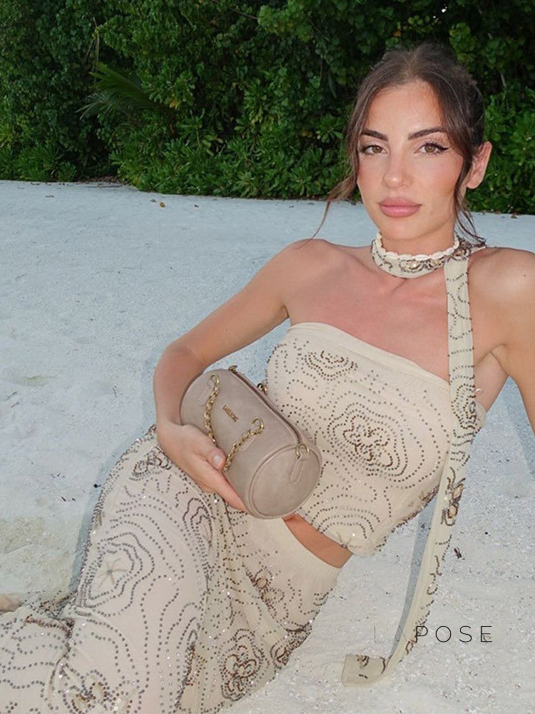 Analiz Beaded Mesh Skirt Set [YPCAN98I]