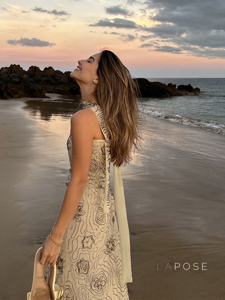 Analiz Beaded Mesh Skirt Set [5IUMSZ78]