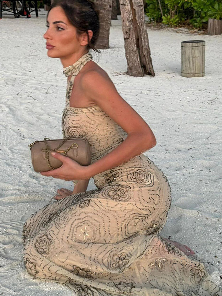 Analiz Beaded Mesh Skirt Set [UNUT1XIS]