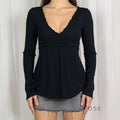 Analy Ruched V-Neck Long Sleeve Top [MLUBSUX0]