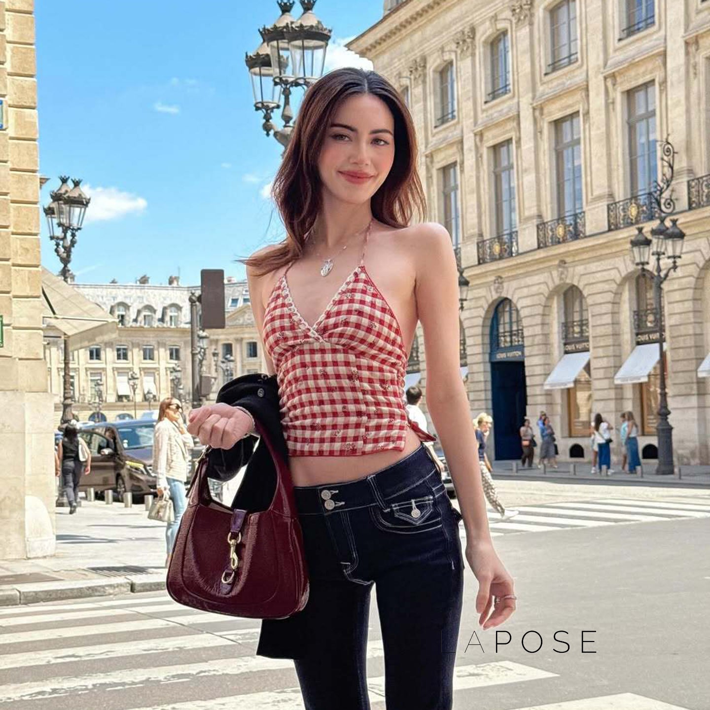 Ananya Red Plaid Camisole [L2H45WEF]