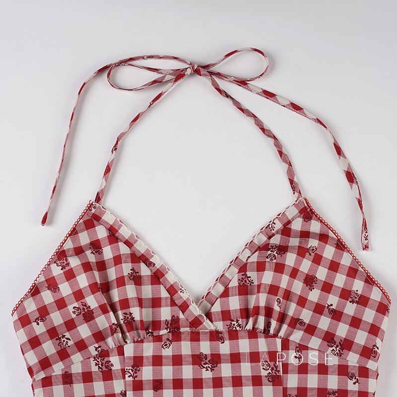 Ananya Red Plaid Camisole [M7P17SM5]