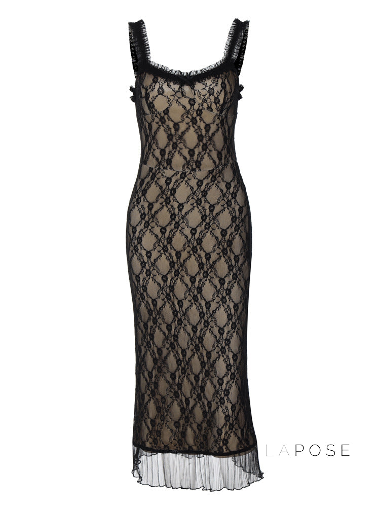 Anapaula Lace Sling Midi Dress [JS5O2MI1]