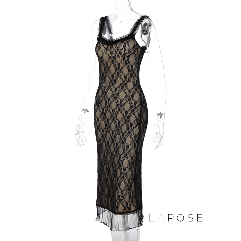 Anapaula Lace Sling Midi Dress [KJMO85FX]