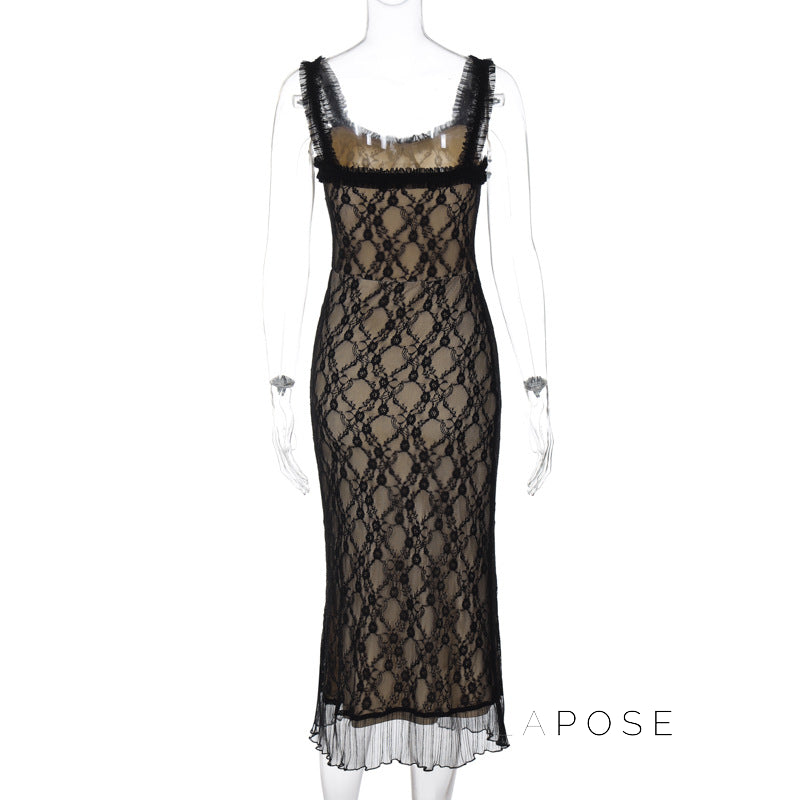Anapaula Lace Sling Midi Dress [K65KK32R]