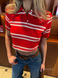 Angelia Striped Knit Polo Top [22RP4GEO]