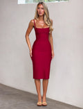 LaPose Anijah Midi Bandage Dress - Cherry