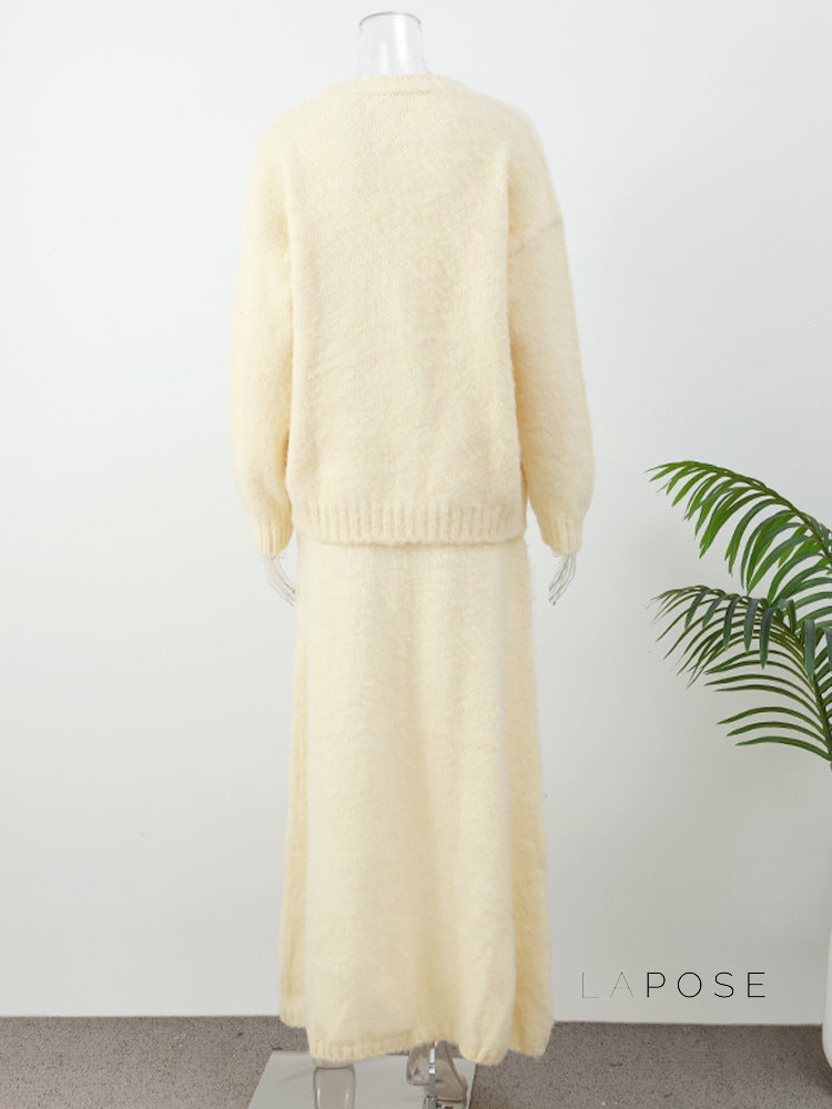 Annalyn V-neck Knit Skirt Set [VG3Z8RPY]