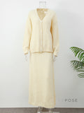Annalyn V-neck Knit Skirt Set [JKKG5UOP]