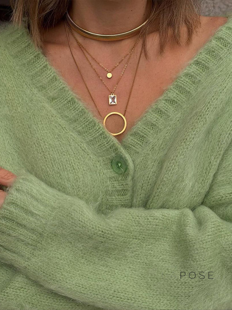 Annalyn V-neck Knit Skirt Set [IVM27HVE]