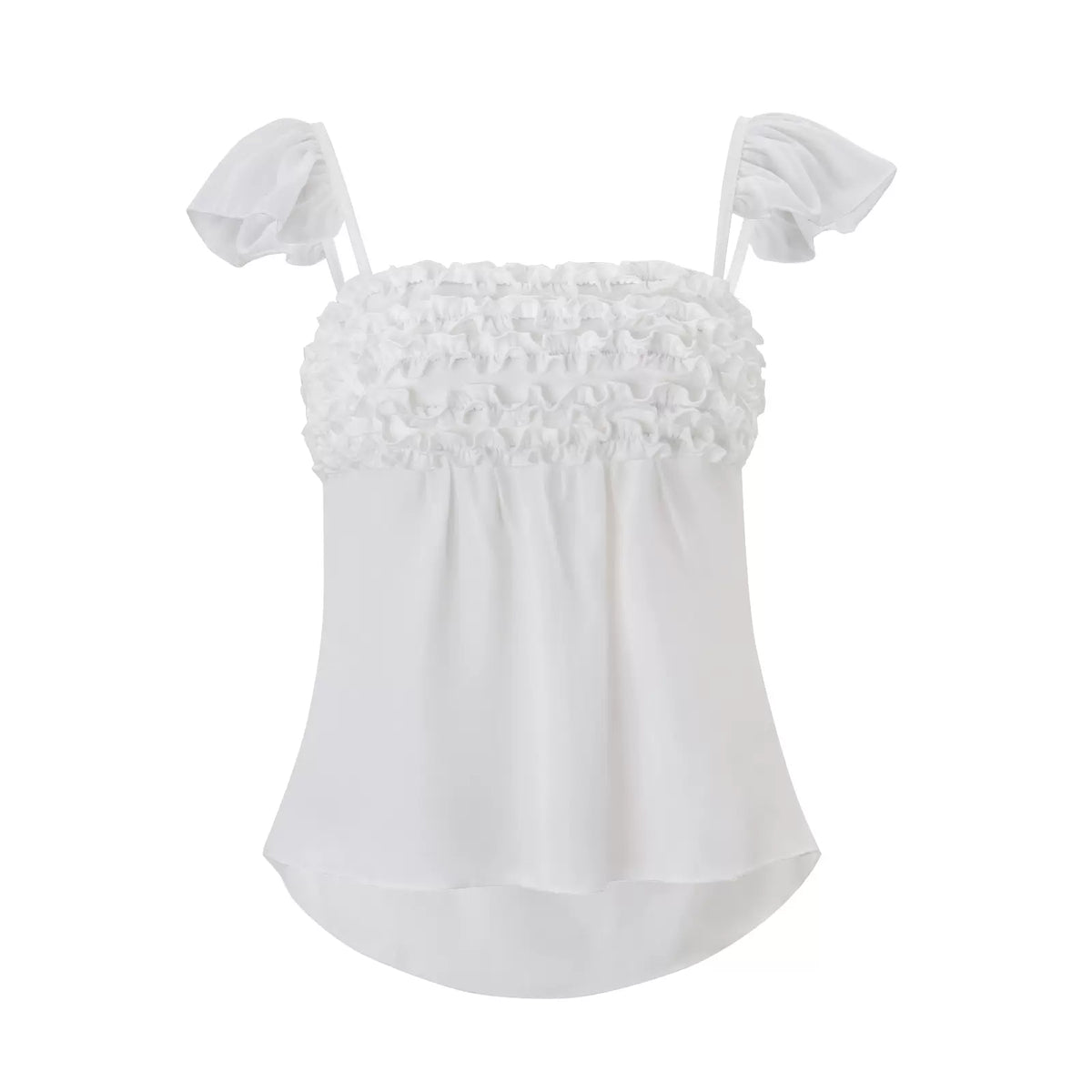 LaPose - Anne Ruffle Smocked Pant Set - White Top Color