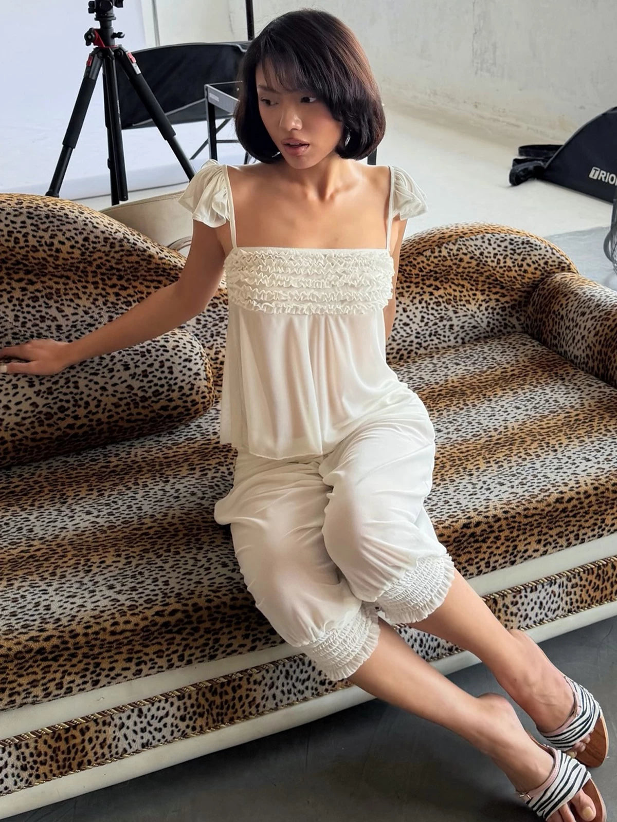 LaPose - Anne Ruffle Smocked Pant Set