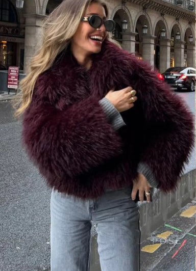 Anniyah Cropped Faux Fur Jacket [FG41YX1M]