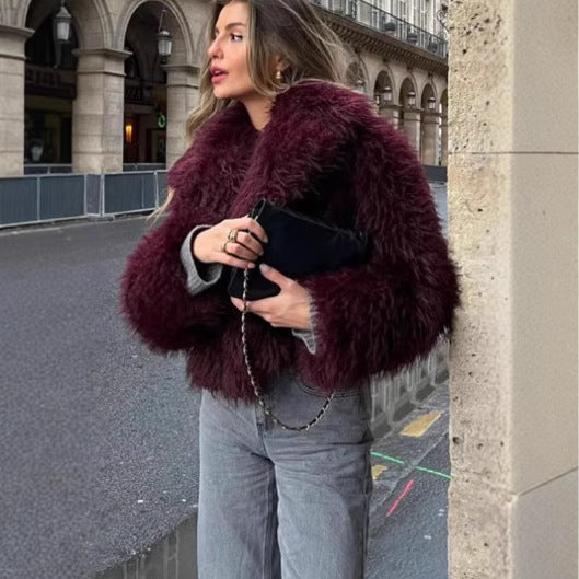 Anniyah Cropped Faux Fur Jacket [7MDY0N10]