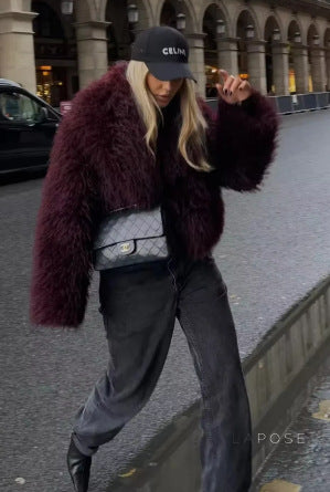 Anniyah Cropped Faux Fur Jacket [YKT4Q0G0]