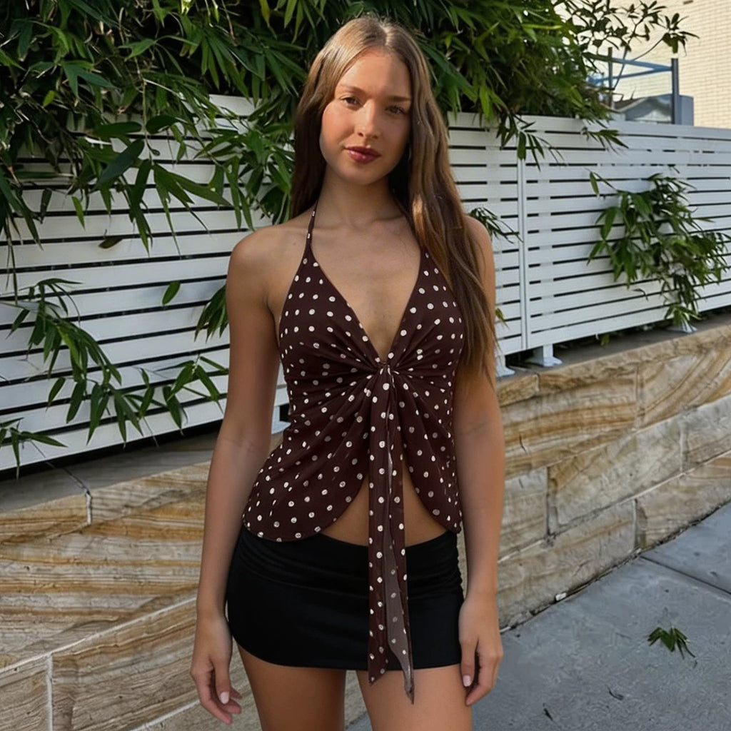 Annslee Polka Dot Halter Top