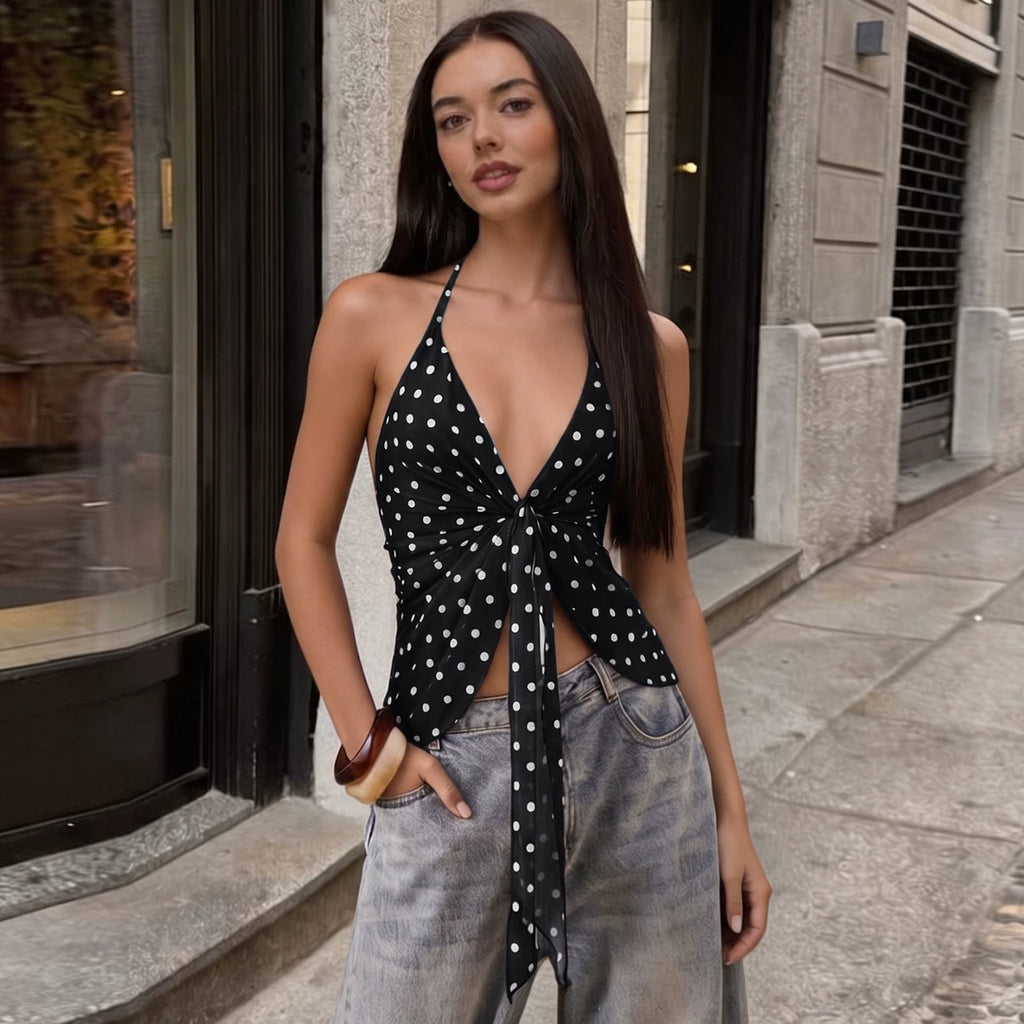 Annslee Polka Dot Halter Top