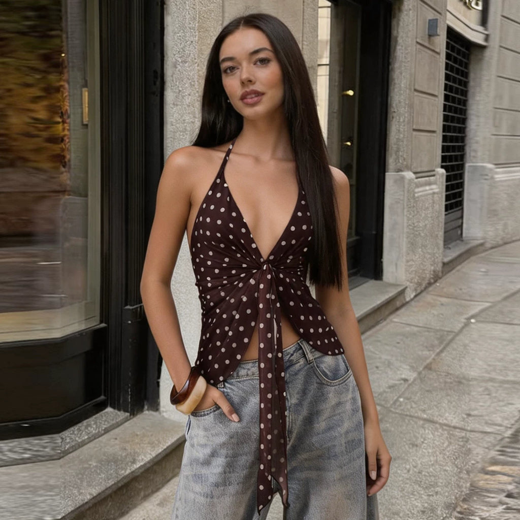 Annslee Polka Dot Halter Top