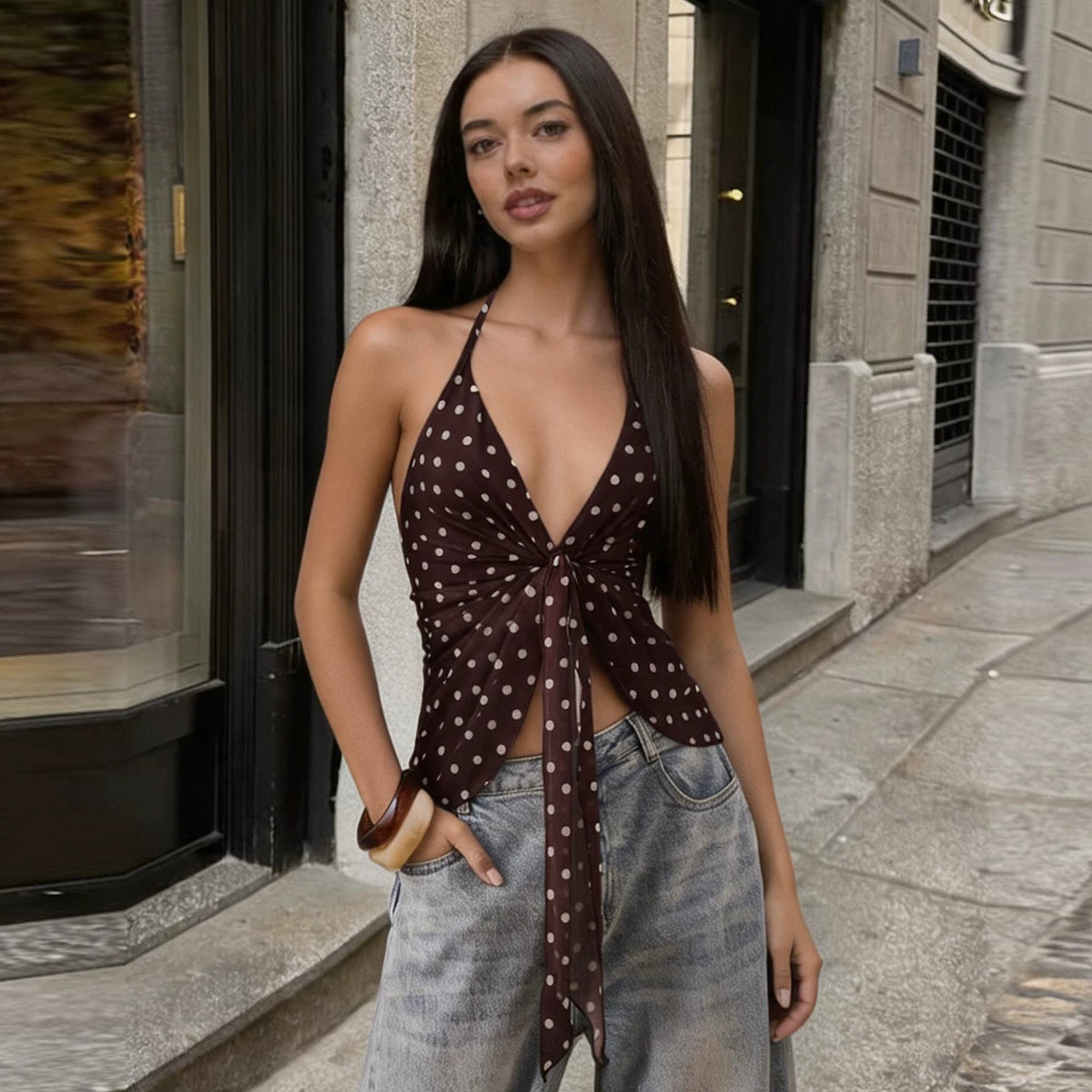 Annslee Polka Dot Halter Top