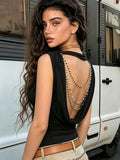 LaPose - Antonia Beaded Back Cowl Top