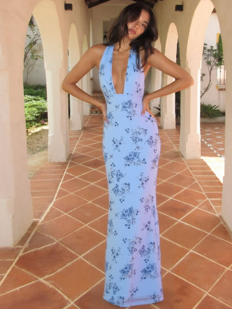 Anvitha Floral Halter Maxi Dress