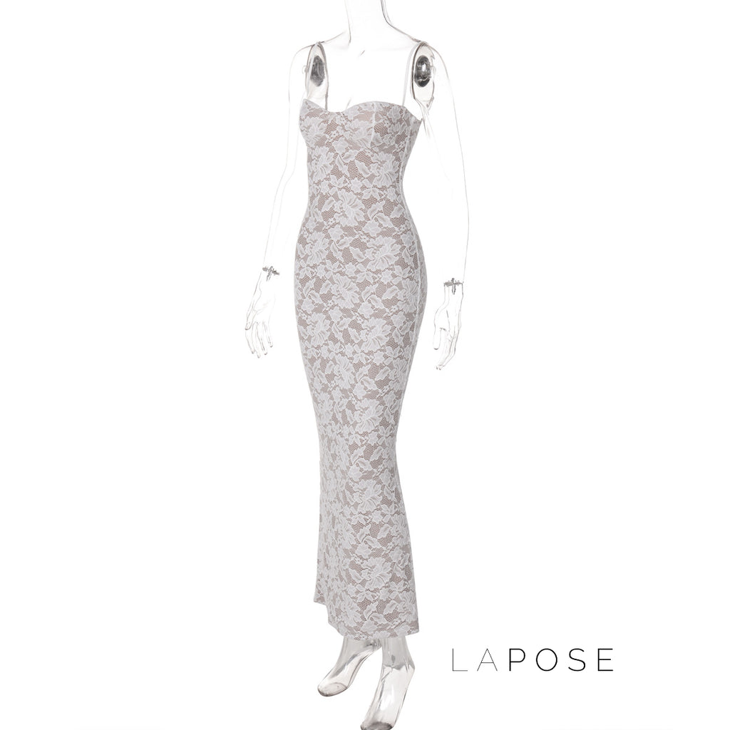 Ariadne Lace Backless Midi Dress [1HH4MGSL]
