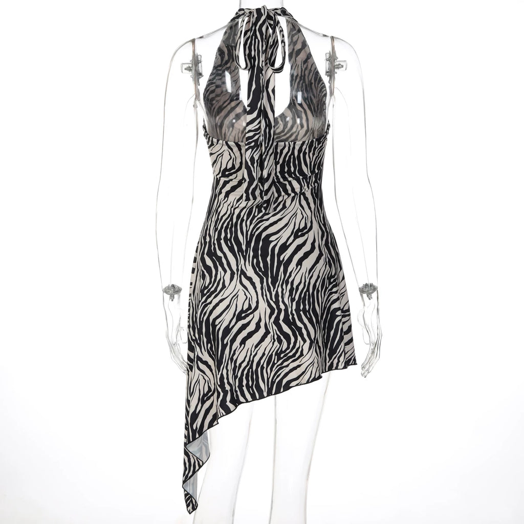 Ariani Halter Asymmetric Mini Dress