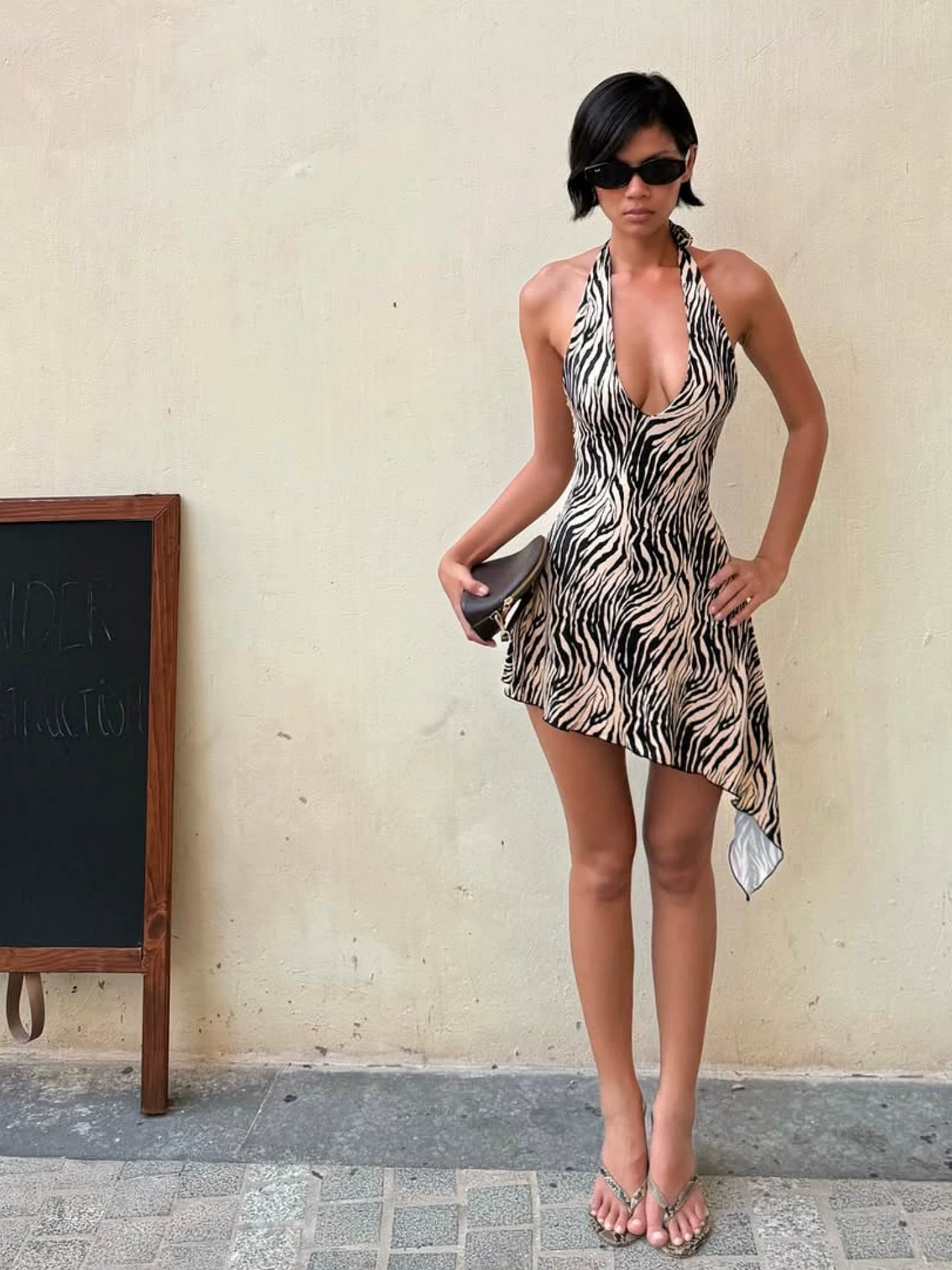Ariani Halter Asymmetric Mini Dress