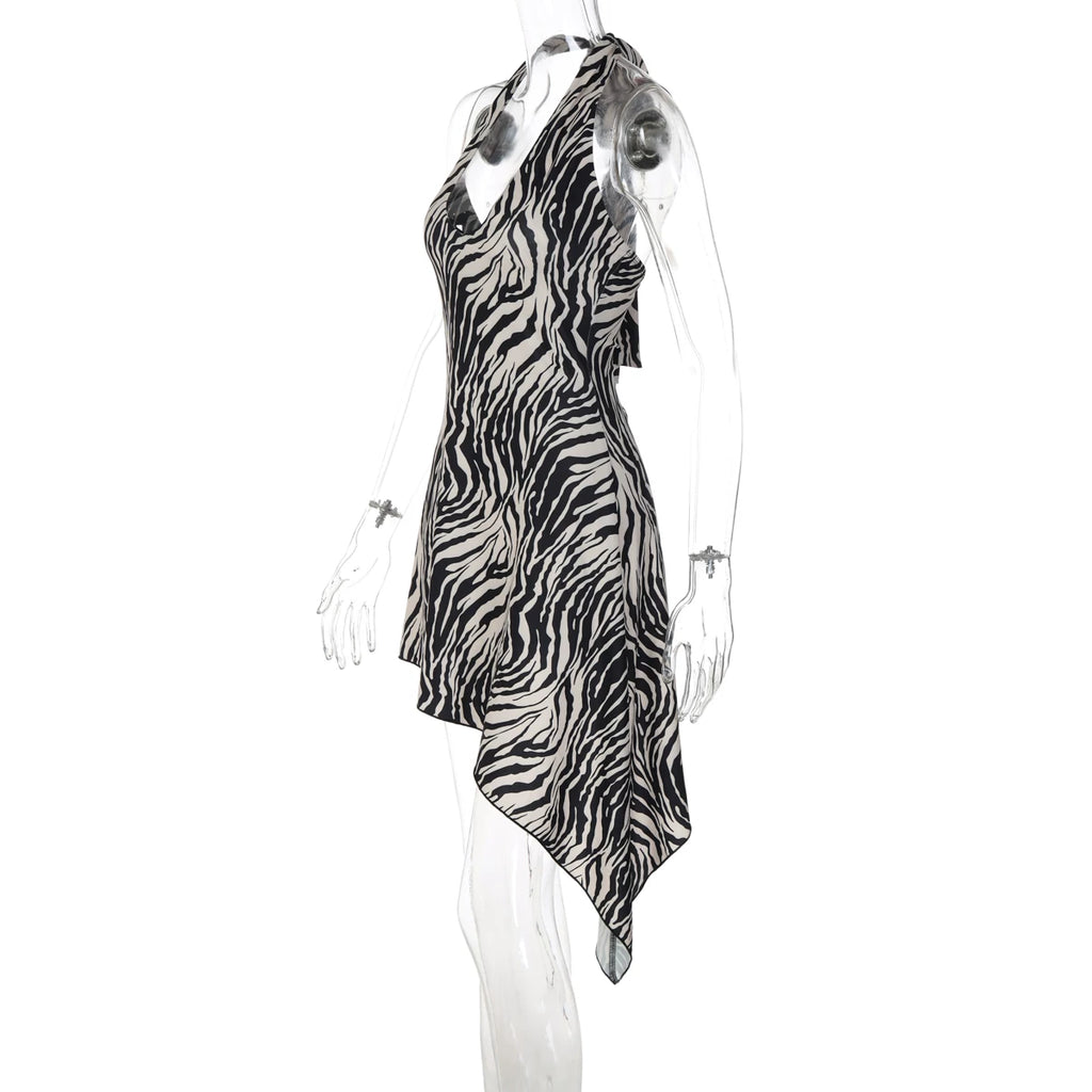Ariani Halter Asymmetric Mini Dress