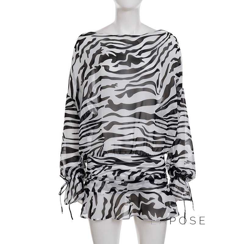 Arianna Zebra Print Mini Dress [5AG6TKKH]