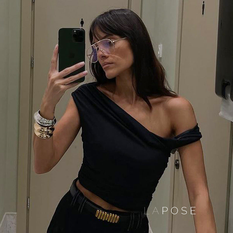 Ariannah Ruched One-Shoulder Top [BVRZ3SS3]