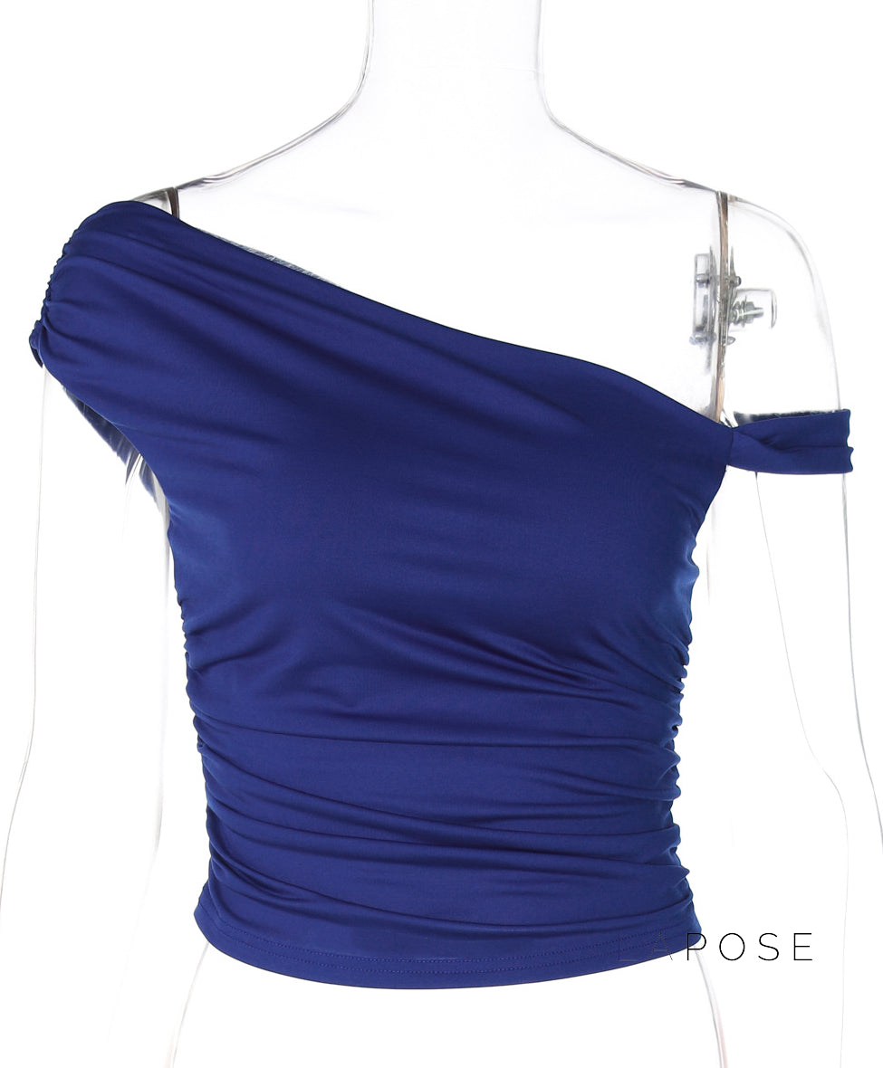 Ariannah Ruched One-Shoulder Top [REDO9Y8S]