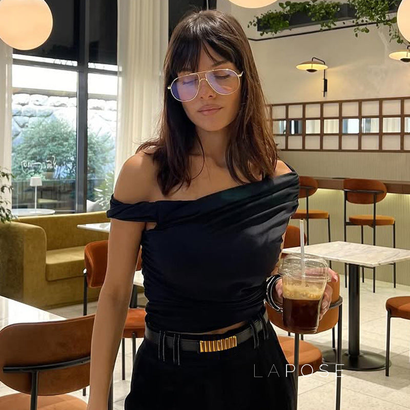 Ariannah Ruched One-Shoulder Top [VSGW79BR]
