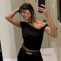 Ariannah Ruched One-Shoulder Top [UFFRLS8I]