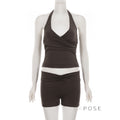 Arianne Street V-Neck Short Set [S0HSE4AL]