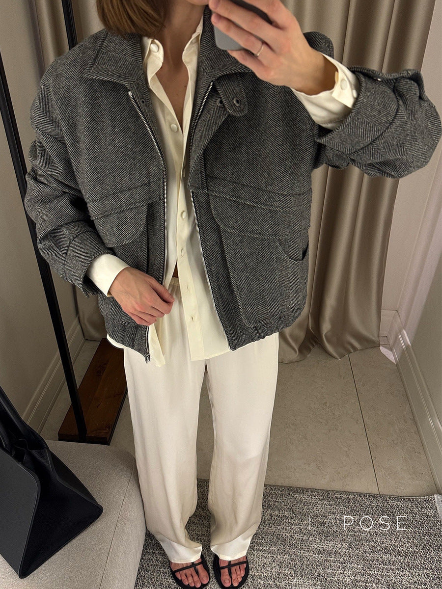 Arin Herringbone Wool Blend Jacket [W65FJ0AP]