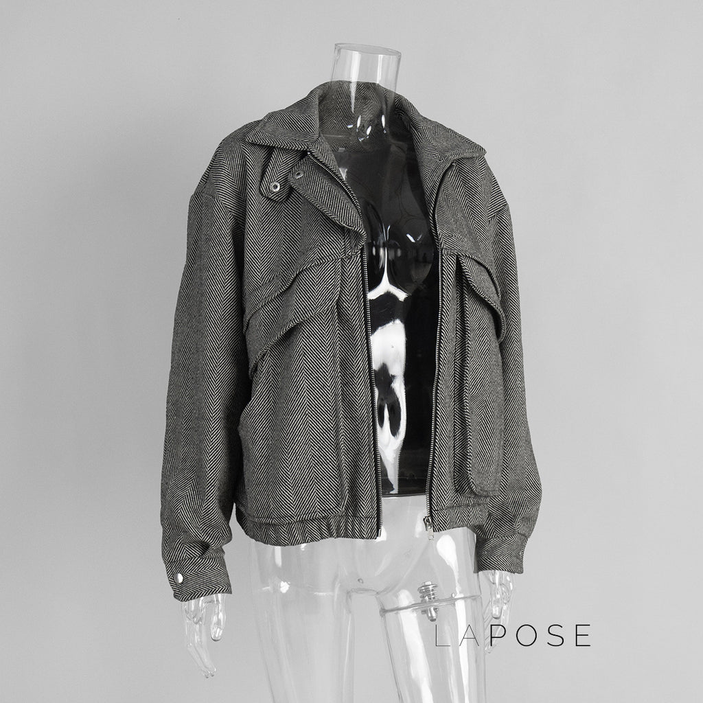 Arin Herringbone Wool Blend Jacket [J79X9UN4]