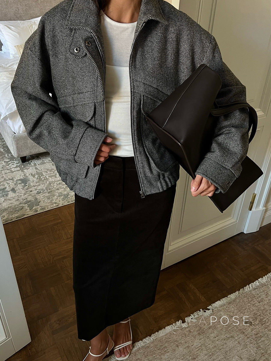 Arin Herringbone Wool Blend Jacket [IIJ654AH]