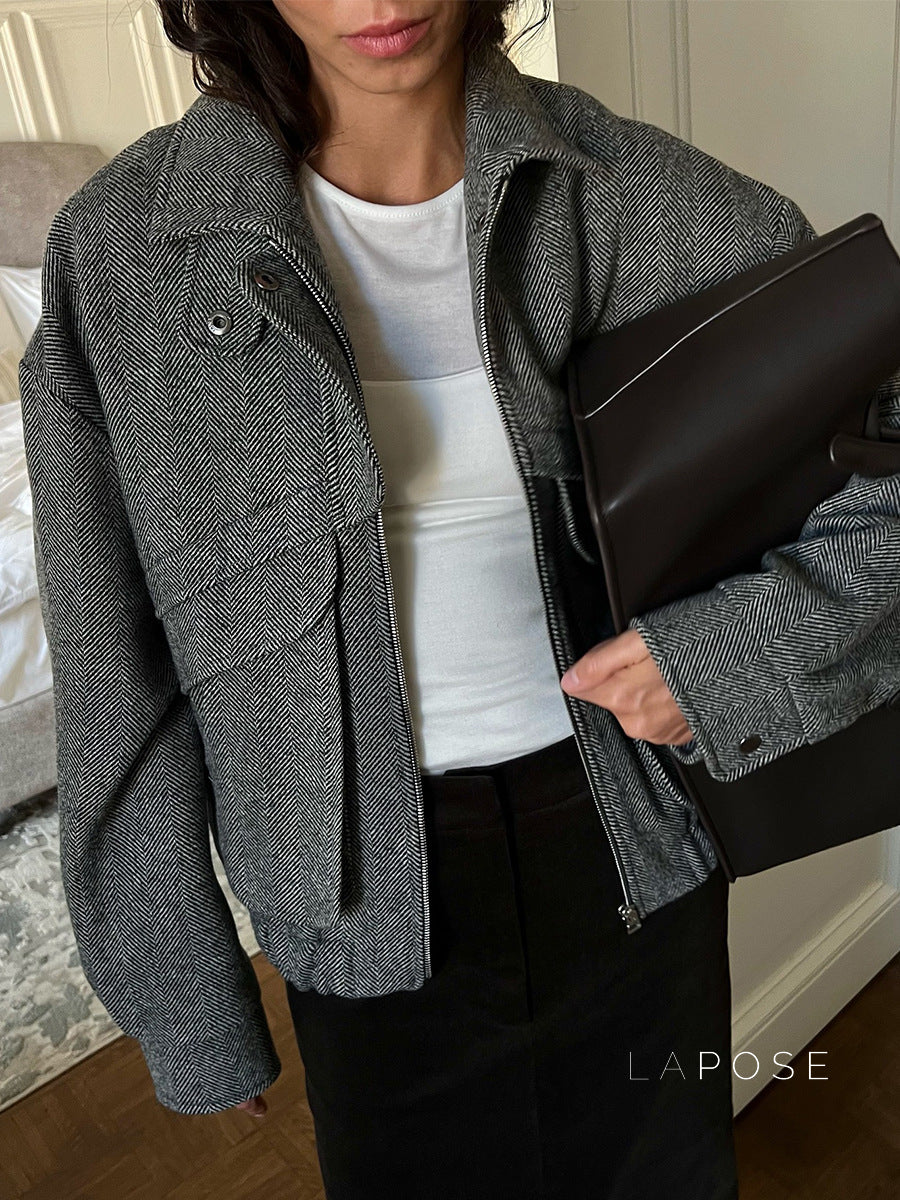 Arin Herringbone Wool Blend Jacket [WHWE72GT]