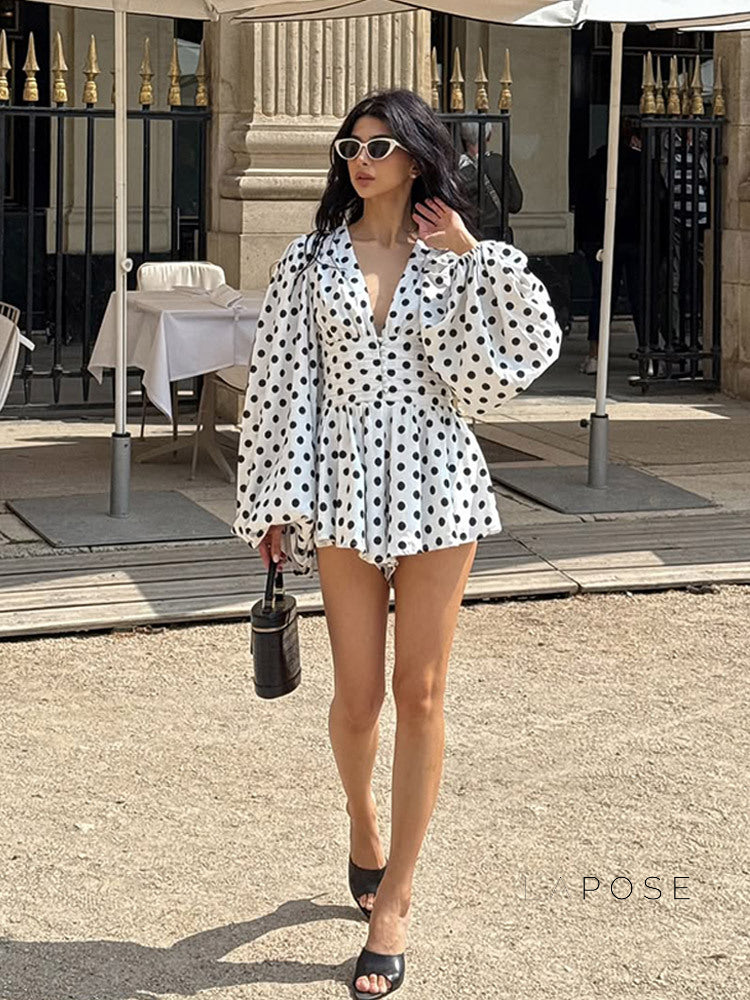 Aris Polka Dot Mini Dress [6E5GCAOJ]