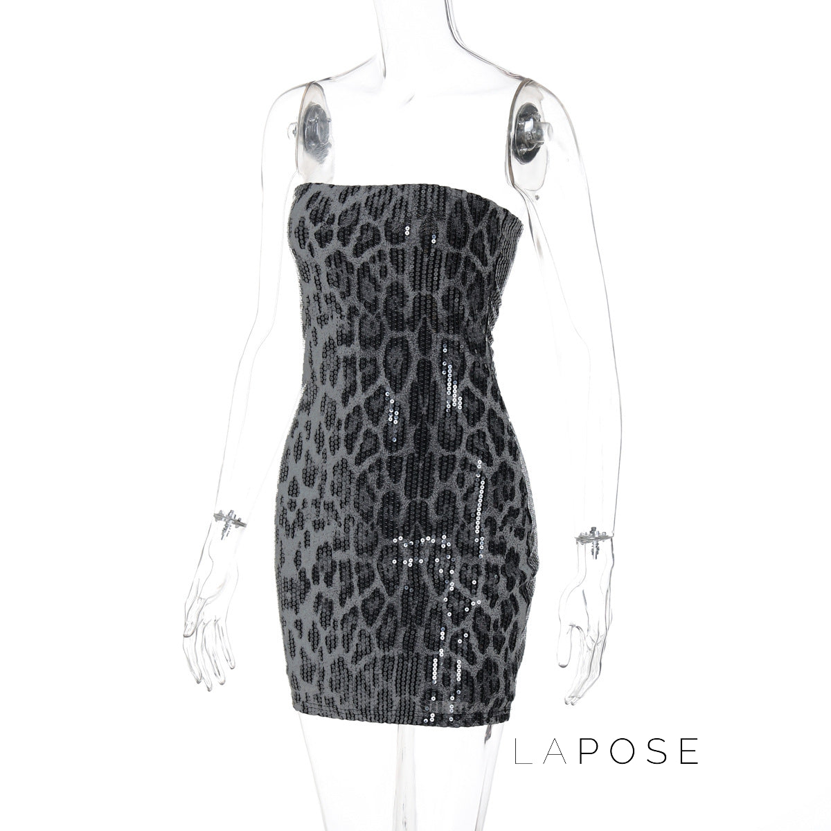 Arleen Strapless Sequin Leopard Mini Dress [JU2KY6KJ]