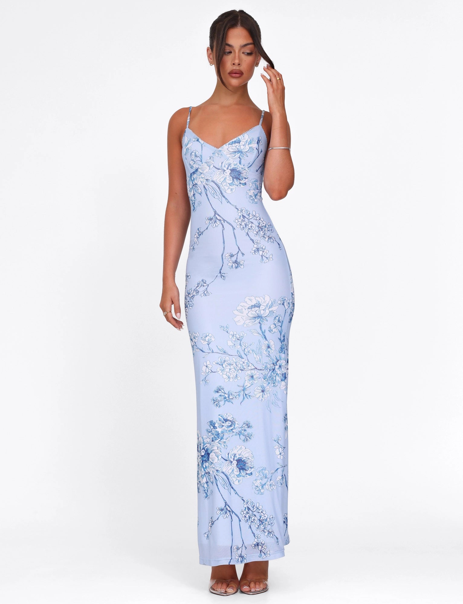 LaPose Arlette Radiant Floral Maxi Dress - Blue Ceramic Floral