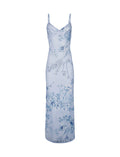 LaPose Arlette Radiant Floral Maxi Dress - Blue Ceramic Floral