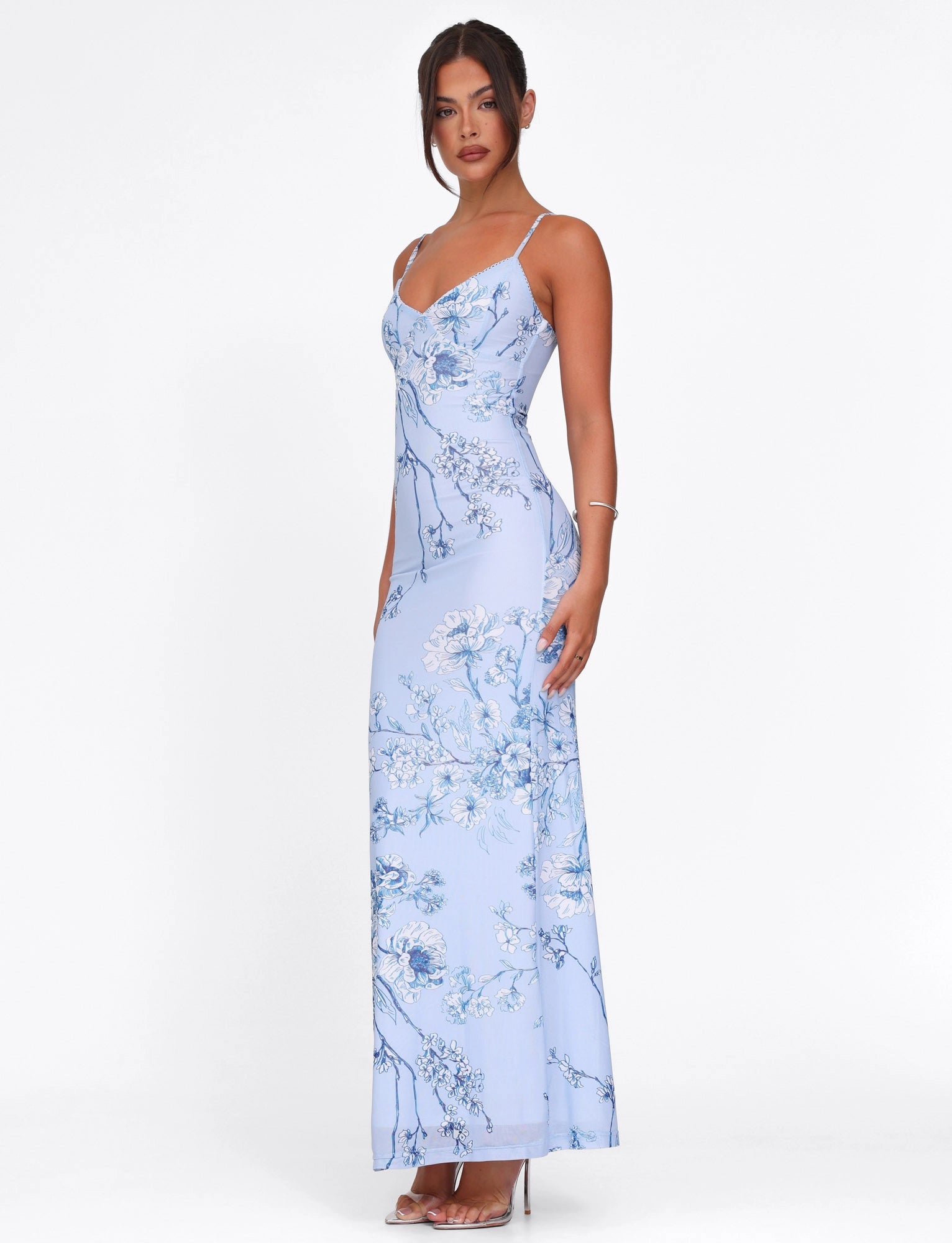 LaPose Arlette Radiant Floral Maxi Dress - Blue Ceramic Floral